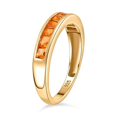 Jalisco Fire Opal 0.64 ctw Ring in Vermeil Yellow Gold Over Sterling Silver (Size 10)