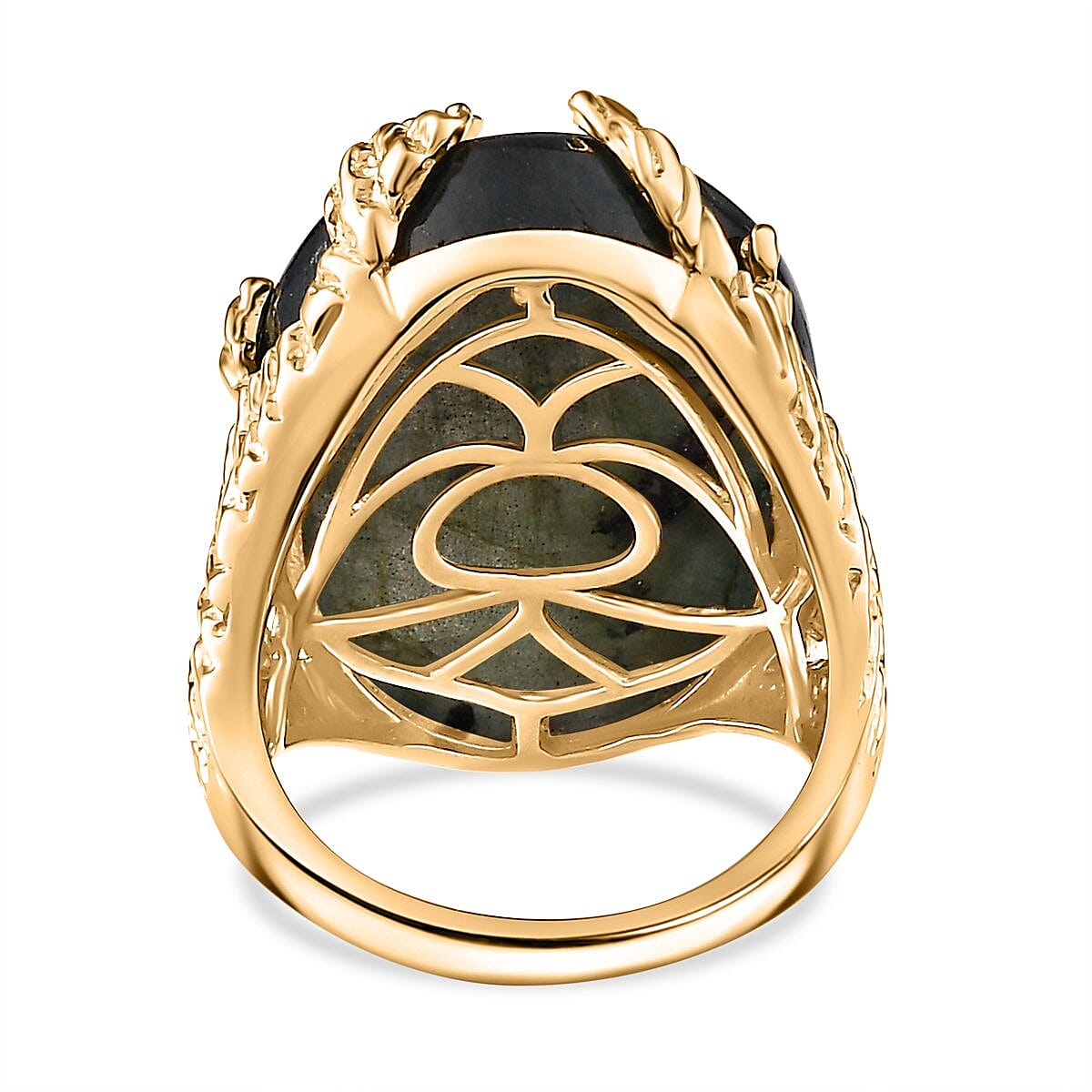Labradorite 24.58 ctw Ring in 18K Vermeil Yellow Gold Over Sterling Silver (Size 8.0)