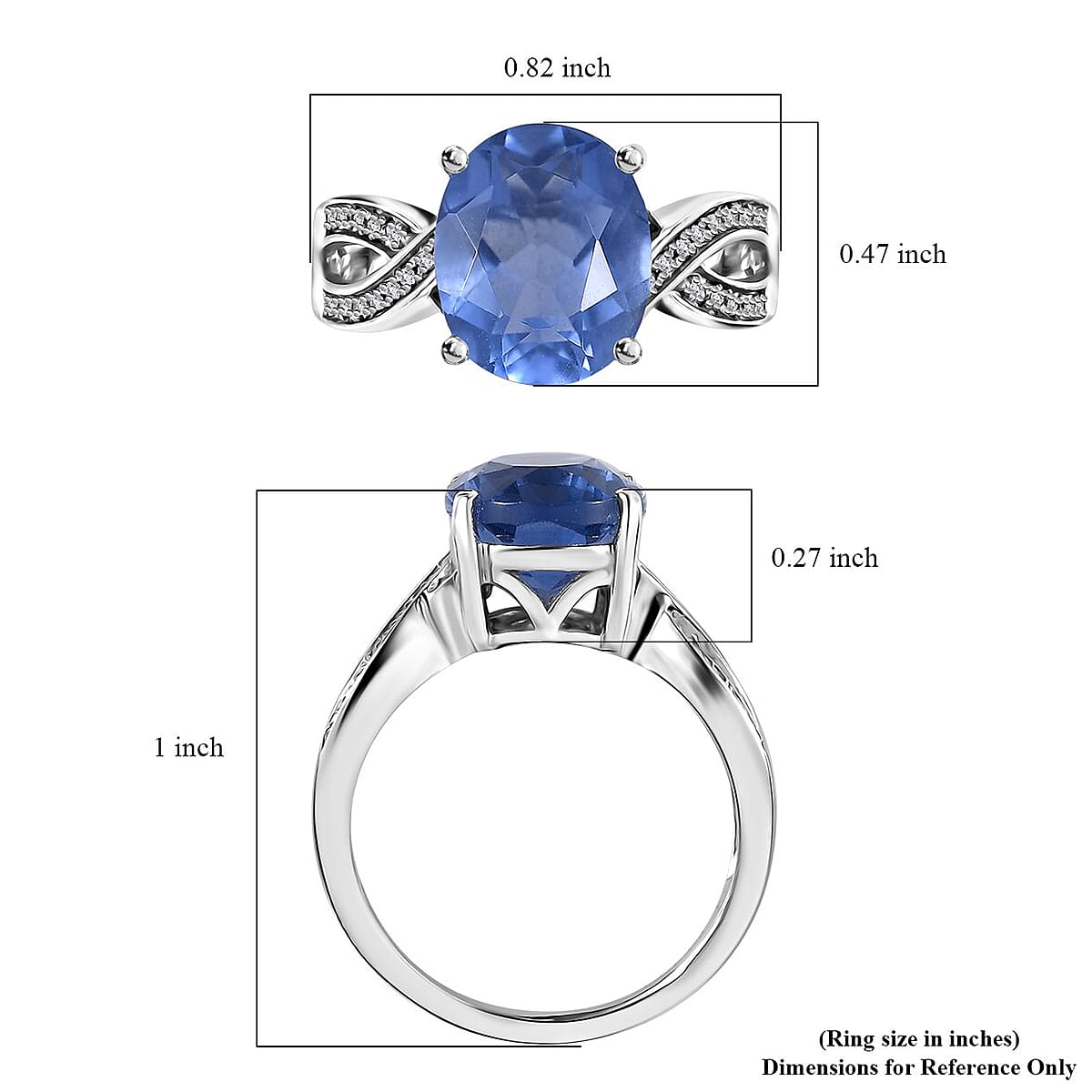 Color Change Fluorite (IR) and White Zircon Ring in Rhodium Over Sterling Silver (Size 7.0) 4.35 ctw image number 5