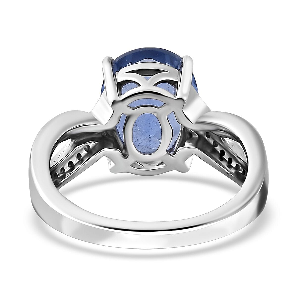 Color Change Fluorite (IR) and White Zircon Ring in Rhodium Over Sterling Silver (Size 8.0) 4.35 ctw image number 4