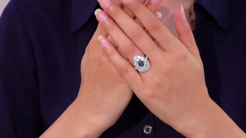 Premium Blue Star Sapphire (DF), Multi Gemstone Ring in Platinum Over Sterling Silver (Size 10.0) 5.65 ctw