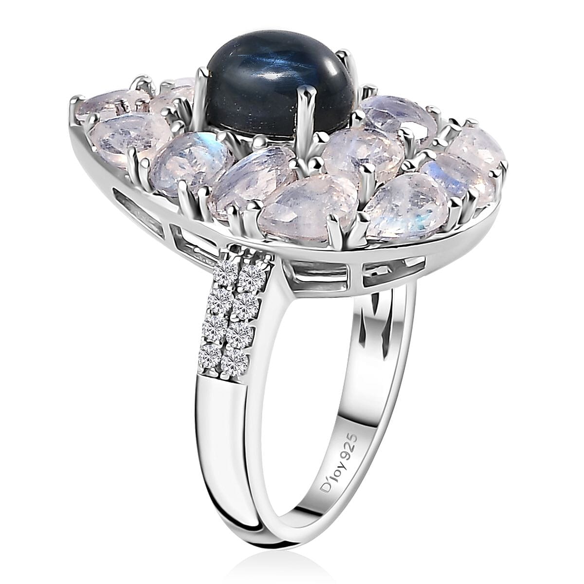 Blue Star Sapphire (DF) and Multi Gemstone Ring in Platinum Over Sterling Silver (Size 5.0) 5.65 ctw image number 4
