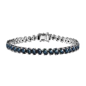 Blue Star Sapphire (DF) Tennis Bracelet in Platinum Over Sterling Silver (7.25 In) 33.40 ctw
