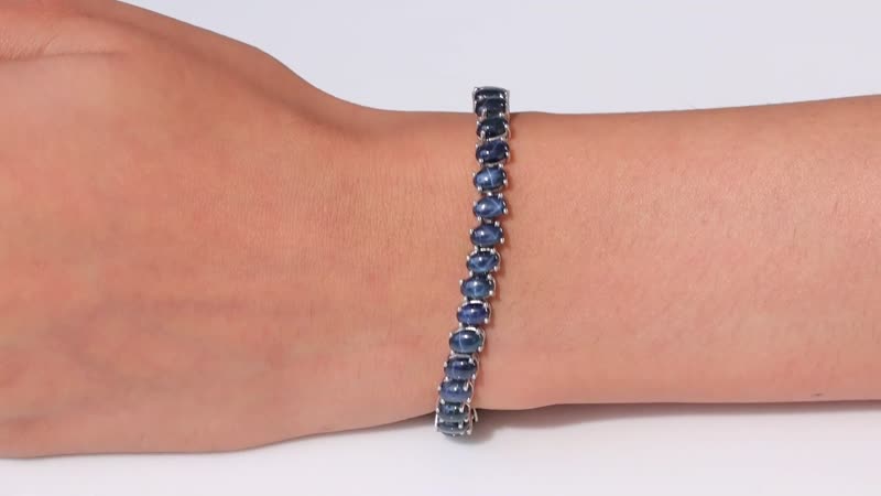 Premium Blue Star Sapphire (DF) Bracelet in Platinum Over Sterling Silver (6.50 In) 30.10 ctw