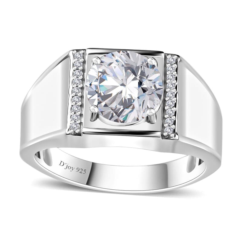 Moissanite Men's Ring in Platinum Over Sterling Silver (Size 10.0) 2.60 ctw