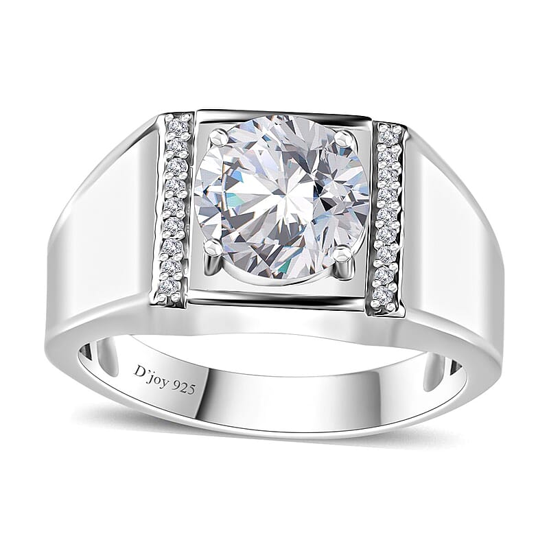Moissanite Men's Ring in Platinum Over Sterling Silver (Size 10.0) 2.60 ctw