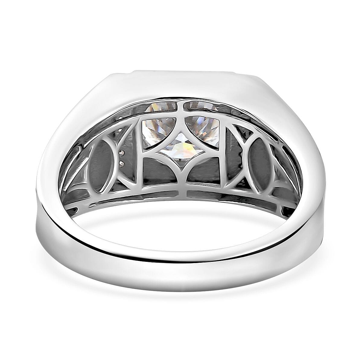 Moissanite Men's Ring in Platinum Over Sterling Silver (Size 10.0) 2.60 ctw