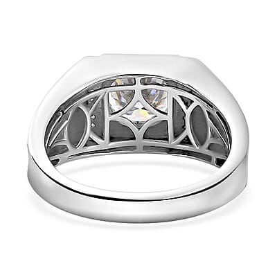 Moissanite Men's Ring in Platinum Over Sterling Silver (Size 10.0) 2.60 ctw