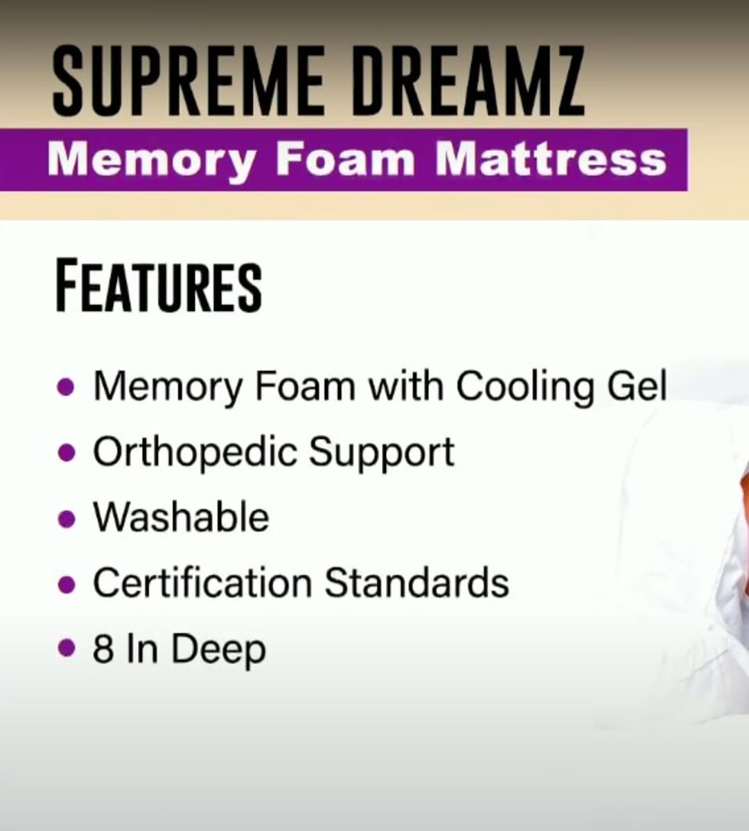 Lebra 8 Inch Foam Mattress with 2 Inch Gel Infused Memory Foam Layer - Queen (Made in USA) image number 2