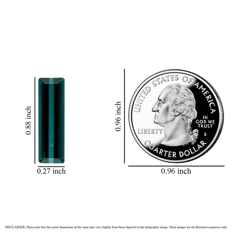 Certified and Appraised AAAA Monte Belo Indicolite (Bgt 22.4x6.9 mm) 8.51 ctw