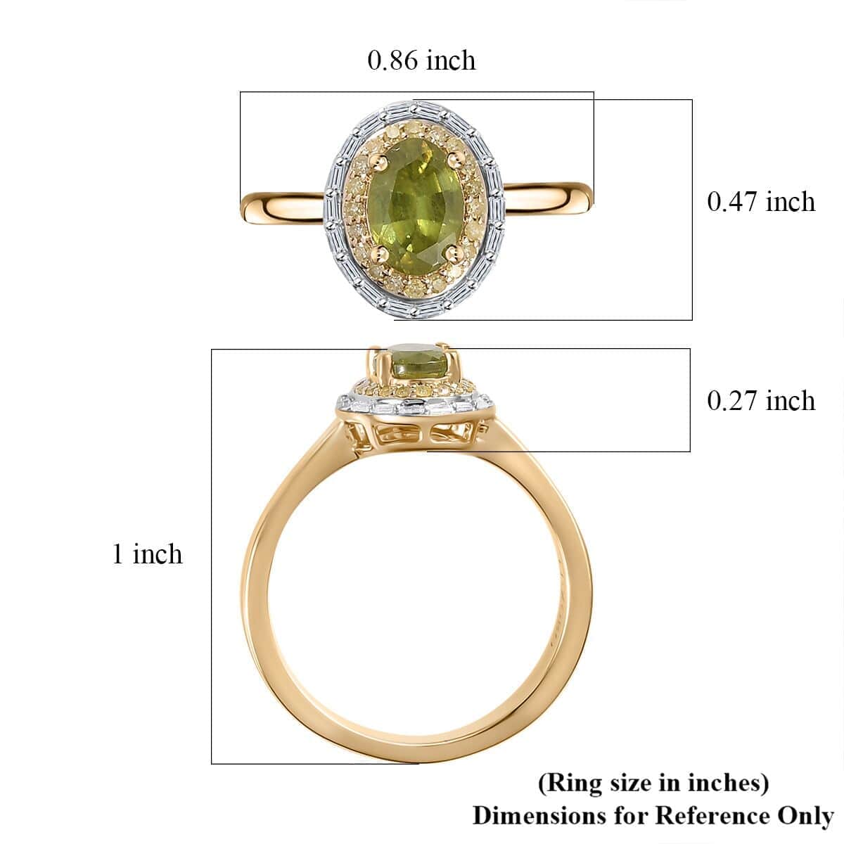 Luxoro 10K Yellow Gold AAA Sphene, I2-I3 Natural Yellow and White Diamond Double Halo Ring 1.15 ctw image number 5