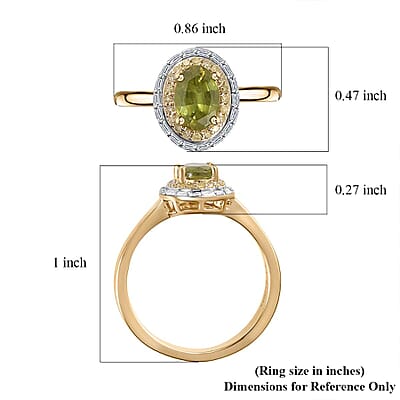 Luxoro 10K Yellow Gold AAA Sphene, I2-I3 Natural Yellow and White Diamond Double Halo Ring (Size 6.0) 1.15 ctw