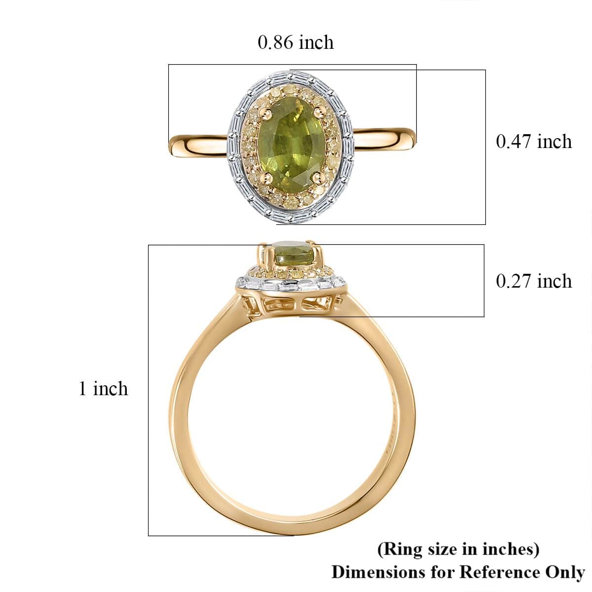 Luxoro 10K Yellow Gold AAA Sphene, I2-I3 Natural Yellow and White Diamond Double Halo Ring (Size 7.0) 1.15 ctw image number 5