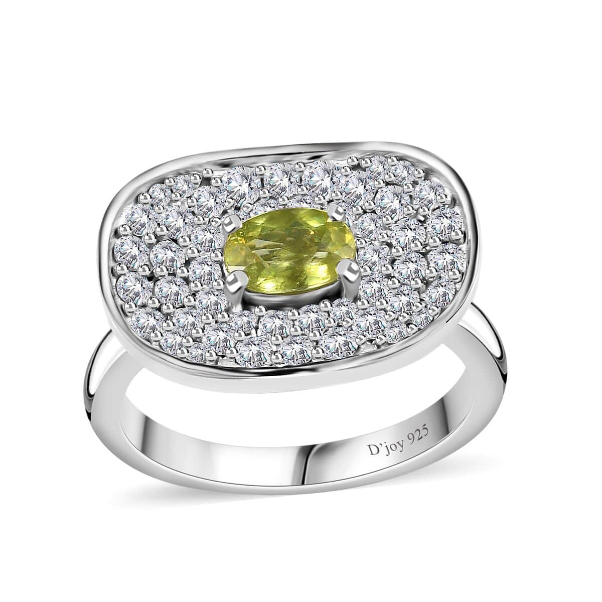 Premium Capelinha Sphene and Moissanite Ring in Rhodium Over Sterling Silver (Size 10.0) 1.25 ctw image number 0