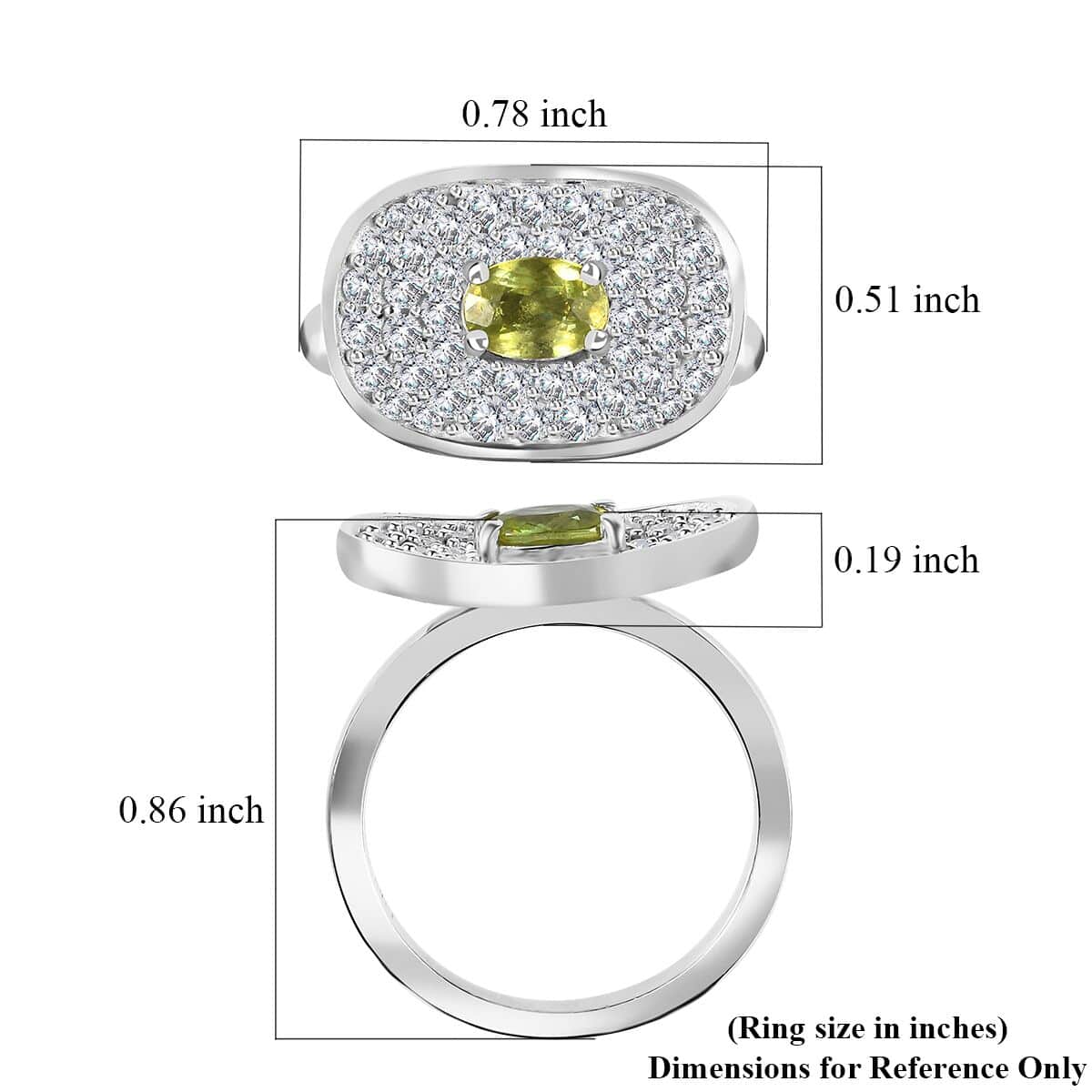 Premium Sphene and Moissanite Ring in Rhodium Over Sterling Silver (Size 10.0) 1.25 ctw image number 5