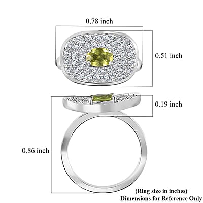 Premium Sphene and Moissanite Ring in Rhodium Over Sterling Silver (Size 10.0) 1.25 ctw