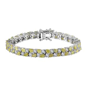 Premium Sphene and Moissanite Bracelet in Rhodium Over Sterling Silver (6.50 In) 12.80 ctw