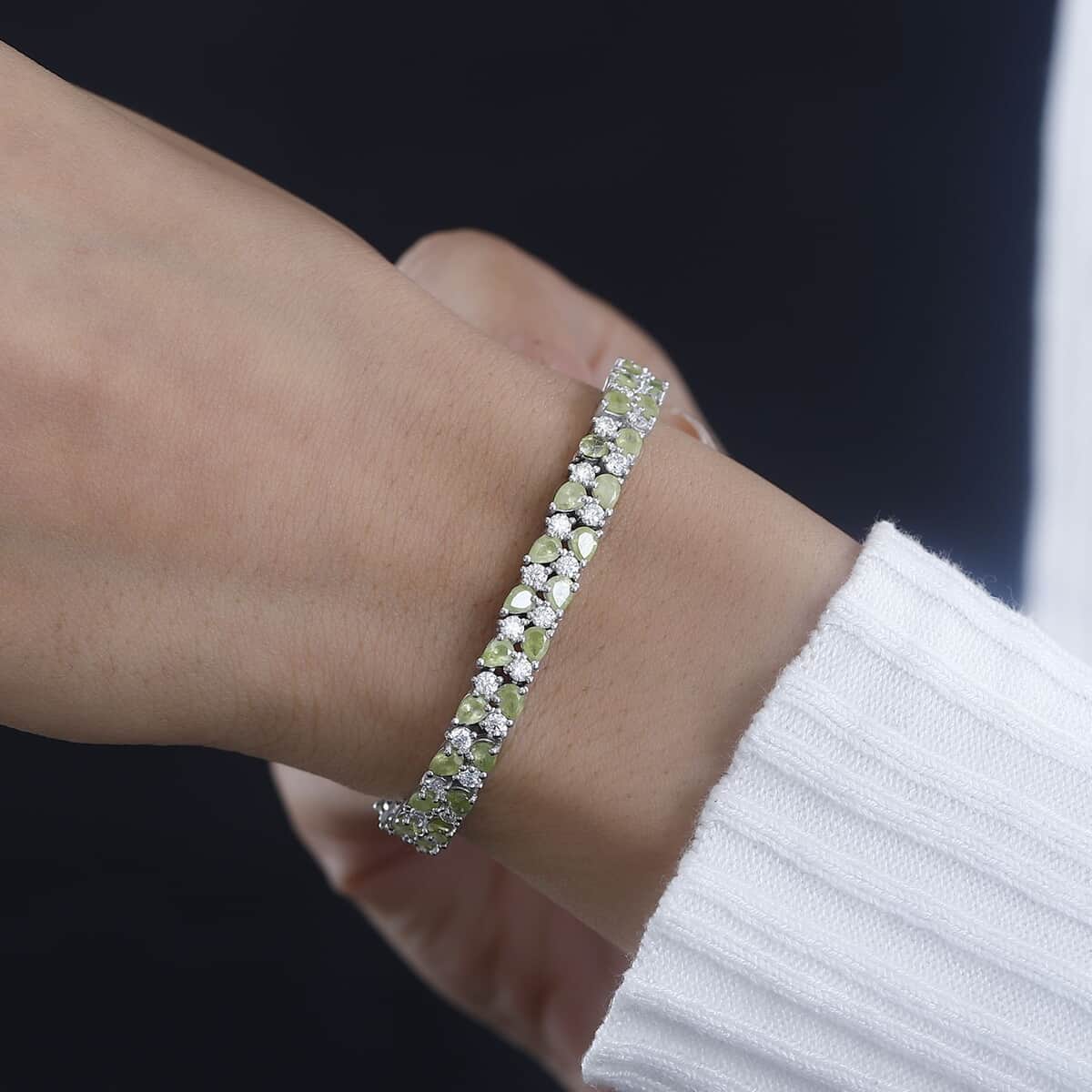 Premium Capelinha Sphene and Moissanite Bracelet in Rhodium Over Sterling Silver (6.50 In) 12.80 ctw image number 2