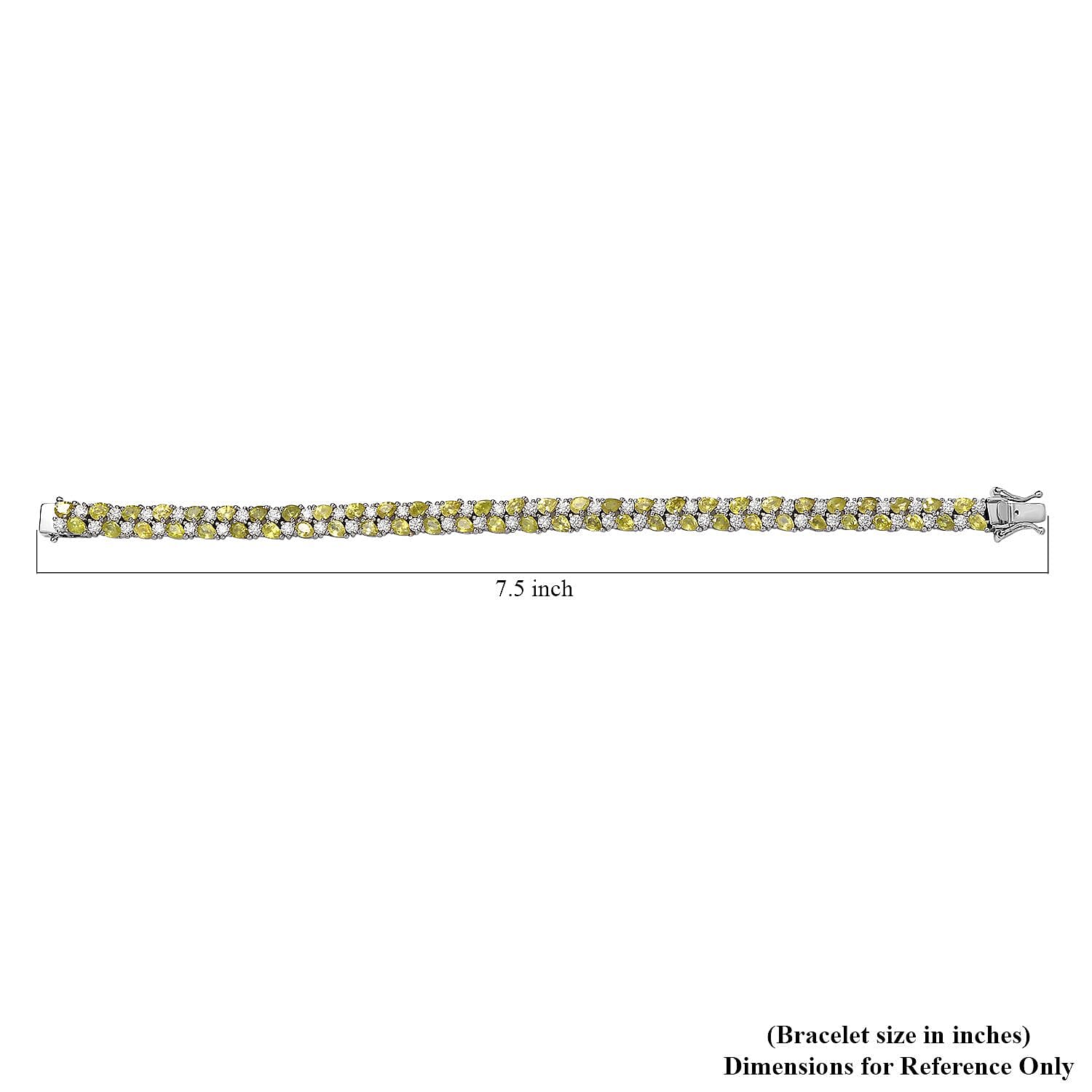 D'Joy Premium Sphene and Moissanite Bracelet in Rhodium Over Sterling Silver (7.25 In) 13.50 ctw