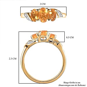 Fire Opal and White Zircon 0.70 ctw Ring in 18K Vermeil Yellow Gold Over Sterling Silver (Size 9.0)