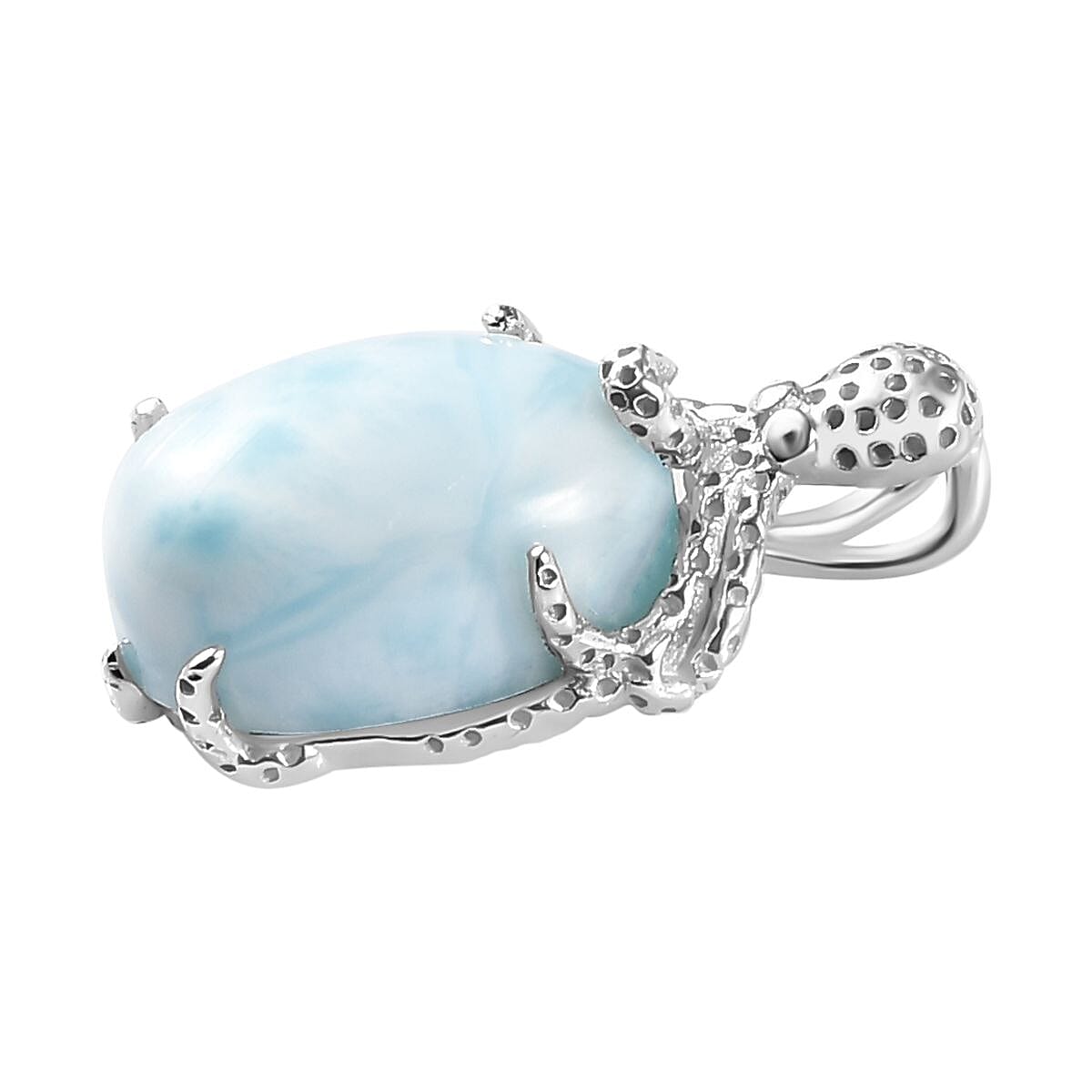 Larimar 5.15 ctw Pendant without Chain in Platinum Over Sterling Silver