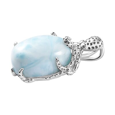Larimar 5.15 ctw Pendant without Chain in Platinum Over Sterling Silver