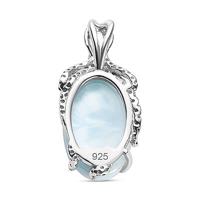 Larimar 5.15 ctw Pendant without Chain in Platinum Over Sterling Silver
