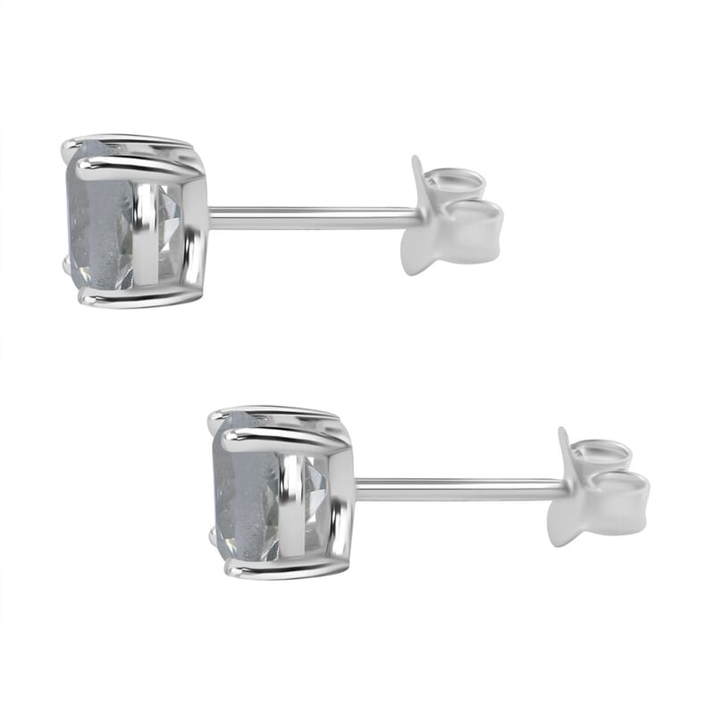 Green Amethyst 1.52 ctw Earrings in Sterling Silver