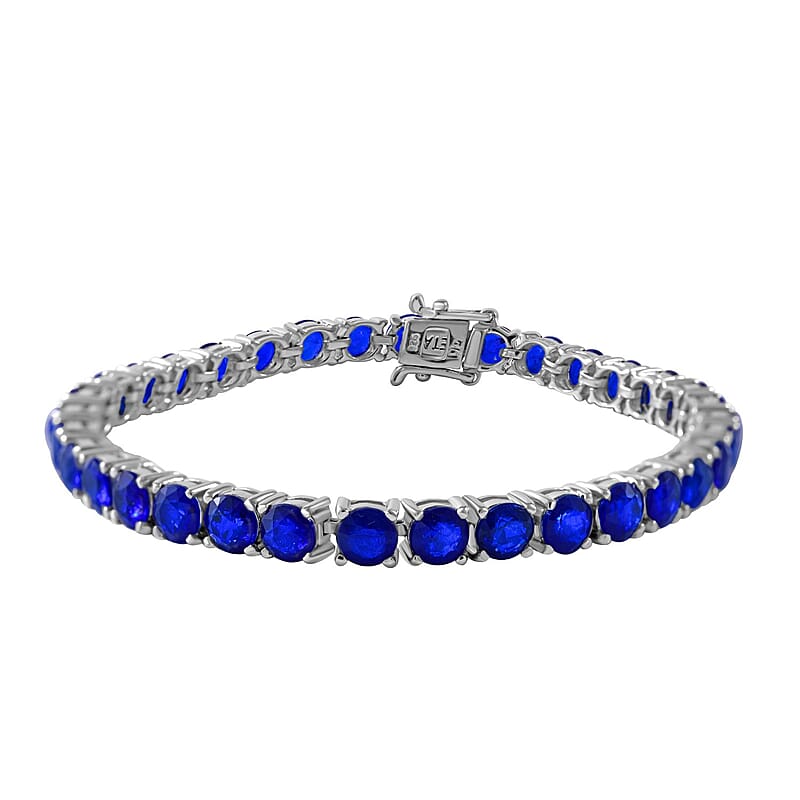 Tanzanian Blue Spinel 22.53 ctw Bracelet in Rhodium Over Sterling Silver (7.5 In) (11 g)