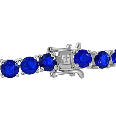 Tanzanian Blue Spinel 22.53 ctw Bracelet in Rhodium Over Sterling Silver (7.5 In) (11 g)