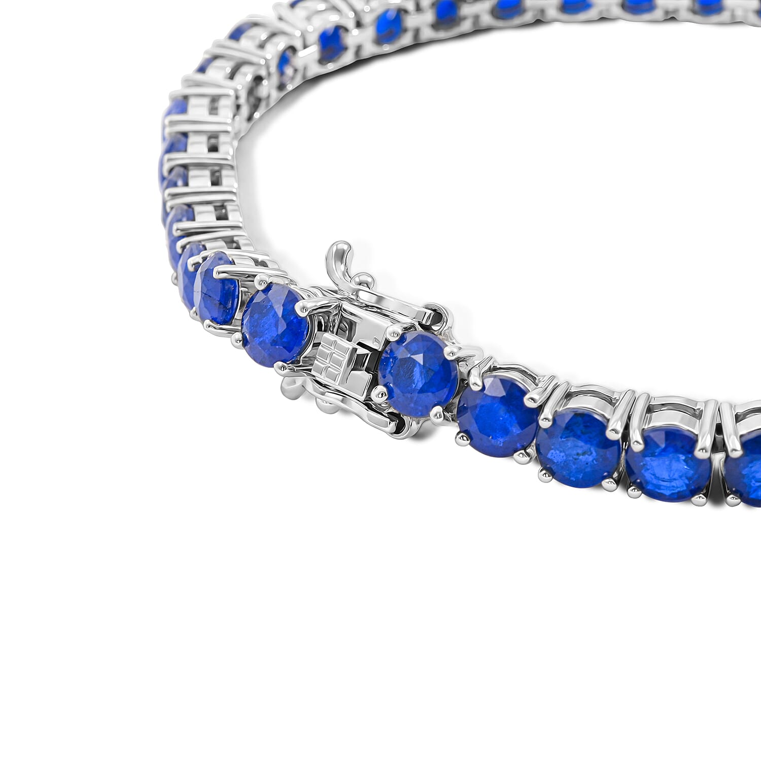 Tanzanian Blue Spinel 22.53 ctw Bracelet in Rhodium Over Sterling Silver (7.5 In) (11 g)