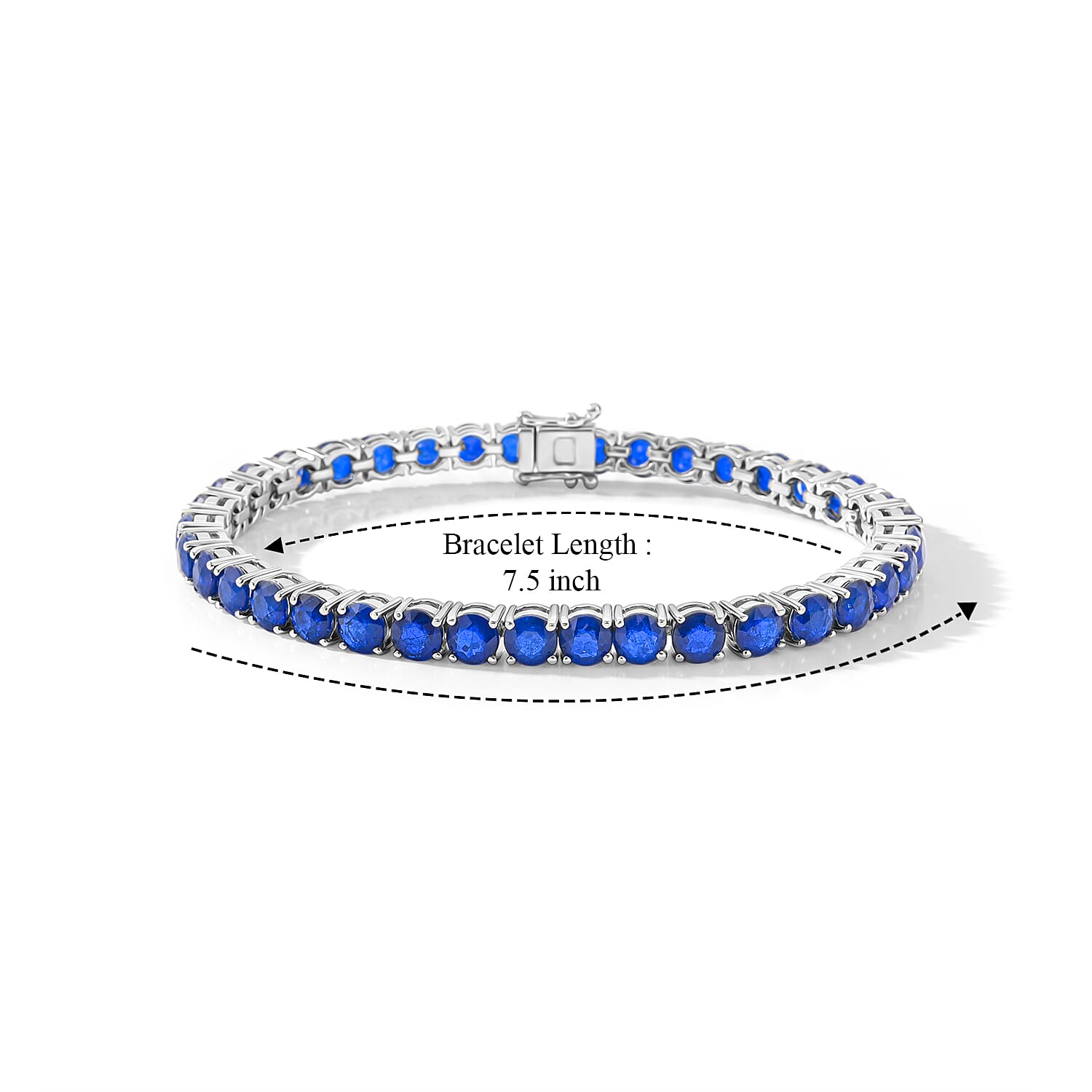 Tanzanian Blue Spinel 22.53 ctw Bracelet in Rhodium Over Sterling Silver (7.5 In) (11 g)