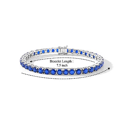 Tanzanian Blue Spinel 22.53 ctw Bracelet in Rhodium Over Sterling Silver (7.5 In) (11 g)