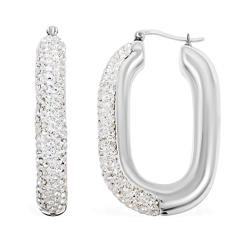 White Crystal Earrings in Sterling Silver