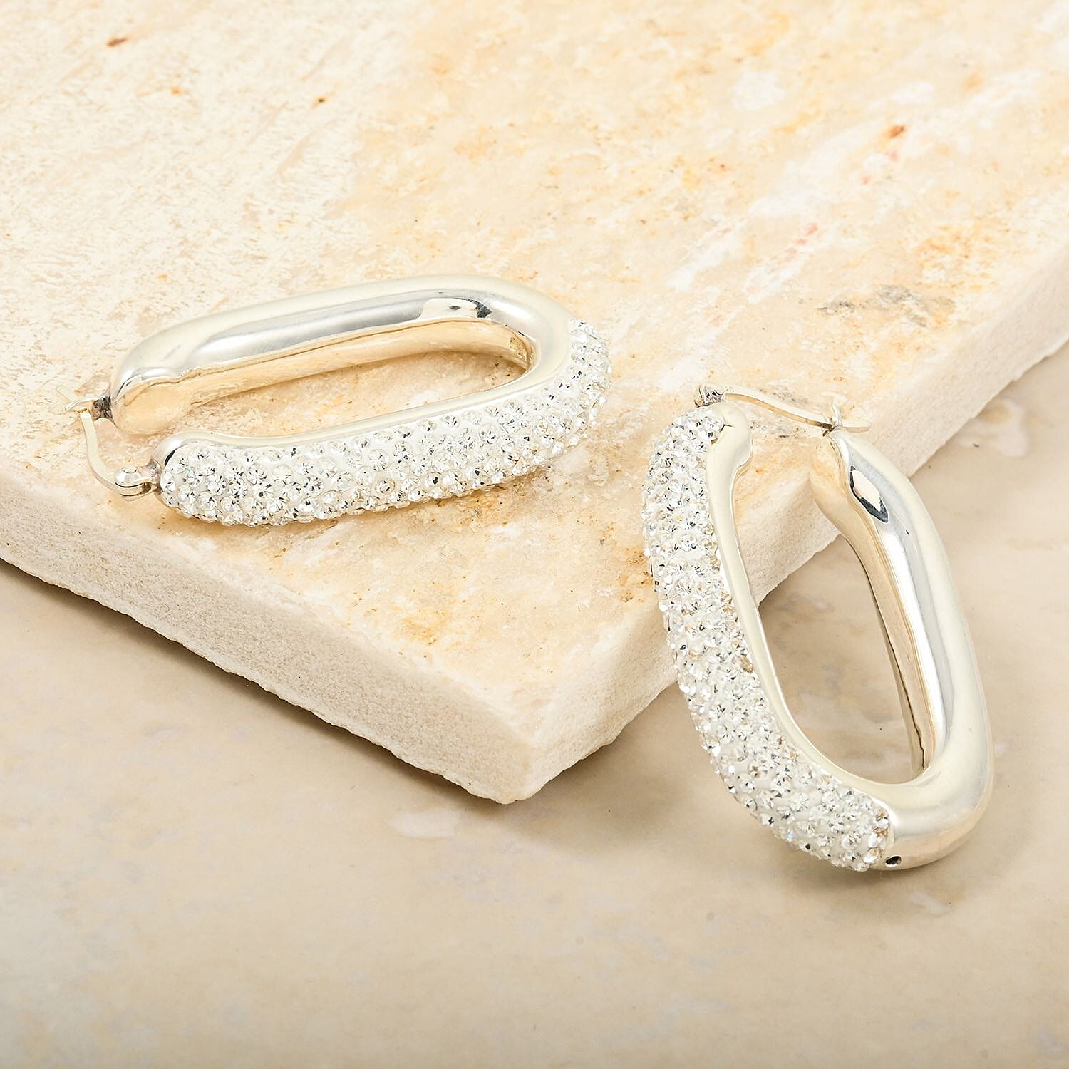 White Crystal Earrings in Sterling Silver