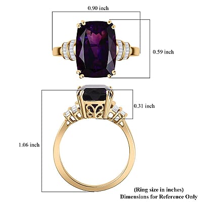 Luxoro 10K Yellow Gold AAA Moroccan Amethyst and G-H I2 Diamond Ring (Size 10.0) 7.35 ctw