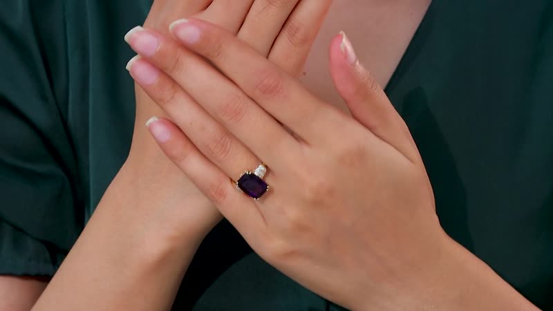 Luxoro 10K Yellow Gold AAA Moroccan Amethyst, Diamond (G-H, I2) (0.15 cts) Ring (Size 10.0) 7.35 ctw