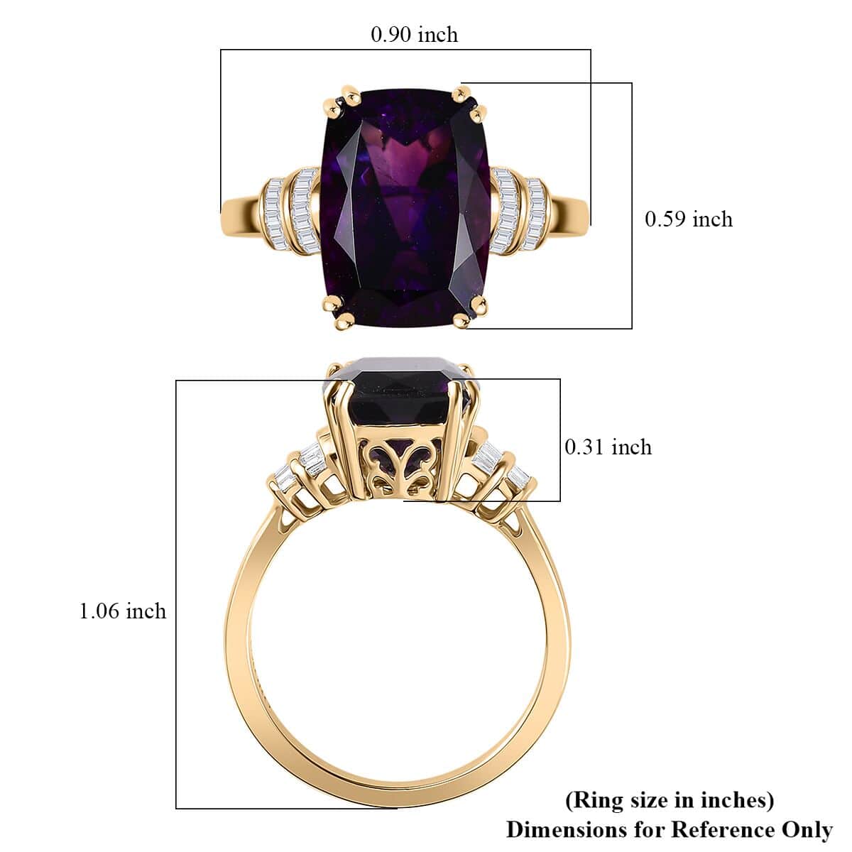 Luxoro 10K Yellow Gold AAA Moroccan Amethyst, Diamond (G-H, I2) (0.15 cts) Ring (Size 10.0) 7.35 ctw image number 5