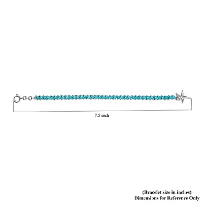 Premium Sleeping Beauty Turquoise and Malgache Neon Apatite Star Fish Motif Bracelet in Rhodium Over Sterling Silver (7.25 In) 7.10 ctw