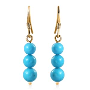 10K Yellow Gold AAA Sleeping Beauty Turquoise Lever Back Earrings 9.75 ctw