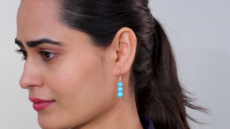 10K Yellow Gold AAA Sleeping Beauty Turquoise Lever Back Earrings 9.75 ctw