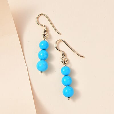 10K Yellow Gold AAA Sleeping Beauty Turquoise Lever Back Earrings 9.75 ctw
