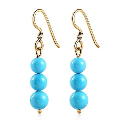 10K Yellow Gold AAA Sleeping Beauty Turquoise Lever Back Earrings 9.75 ctw