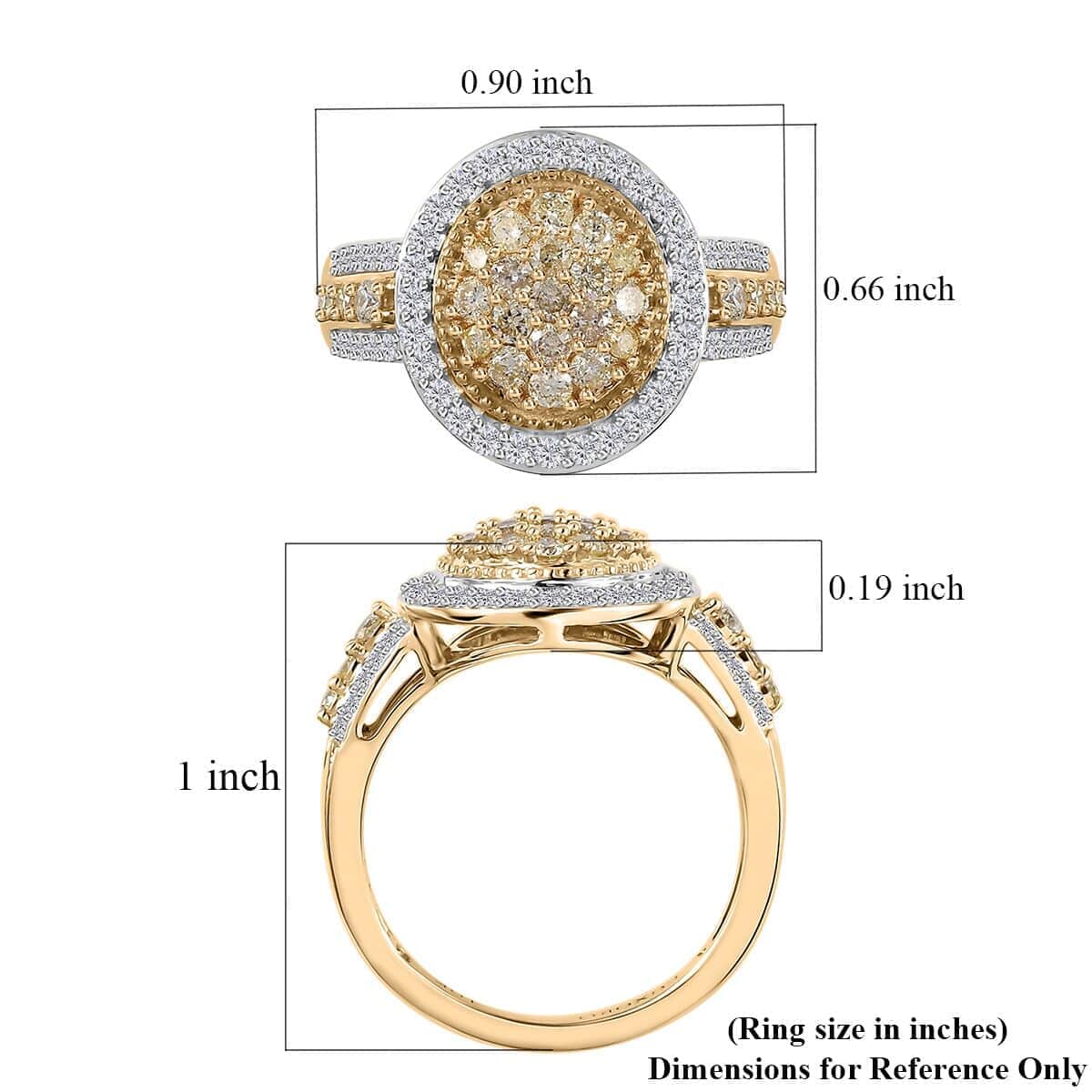Luxoro 10K Yellow Gold Natural Yellow and White Diamond (I3) Ring (Size 10.0) (4.45 g) 1.00 ctw image number 5