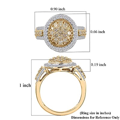 Luxoro 10K Yellow Gold I3 Natural Yellow and White Diamond Ring (Size 10.0) 4.45 Grams 1.00 ctw