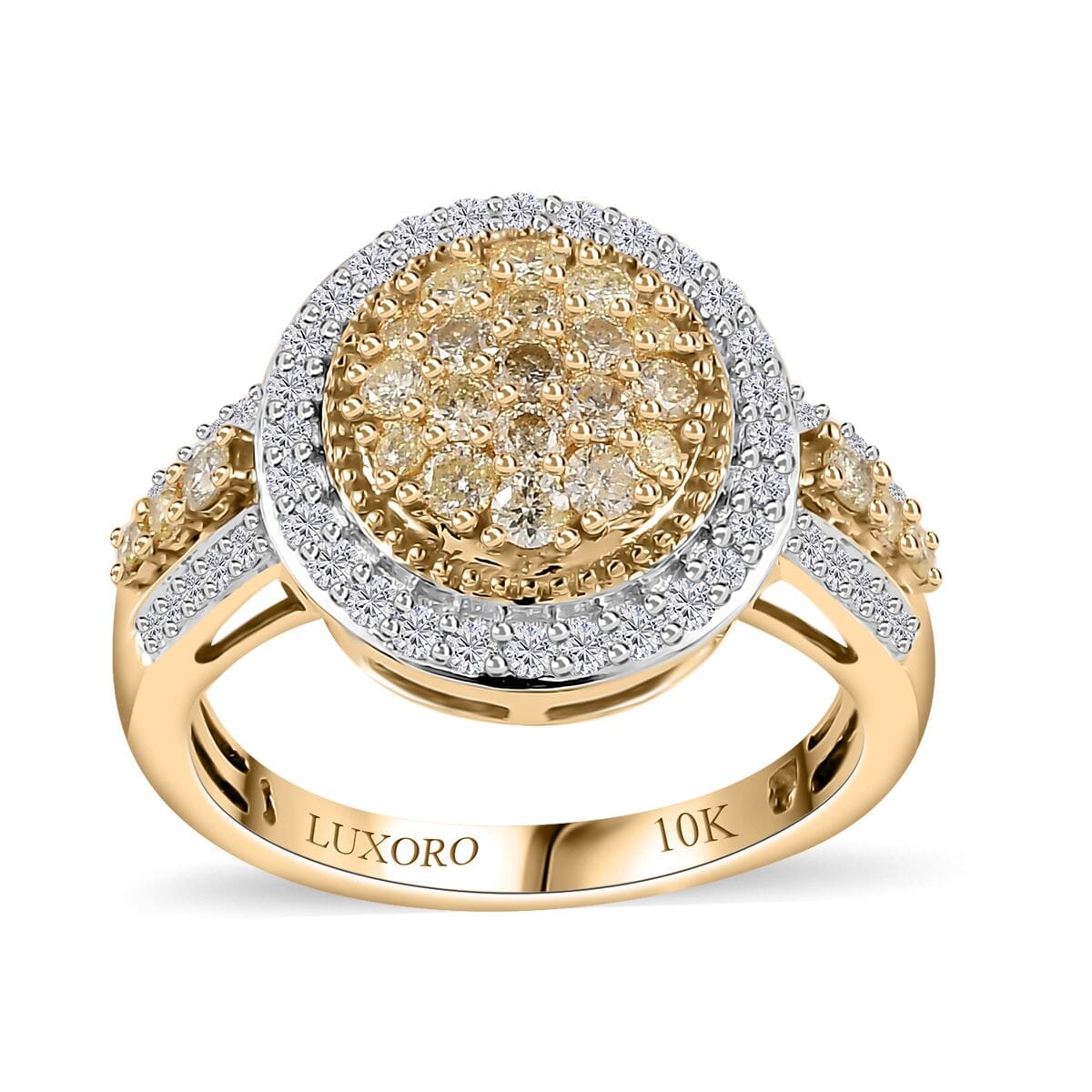 Luxoro 10K Yellow Gold I3 Natural Yellow and White Diamond Ring (Size 9.0) 4.45 Grams 1.00 ctw image number 0