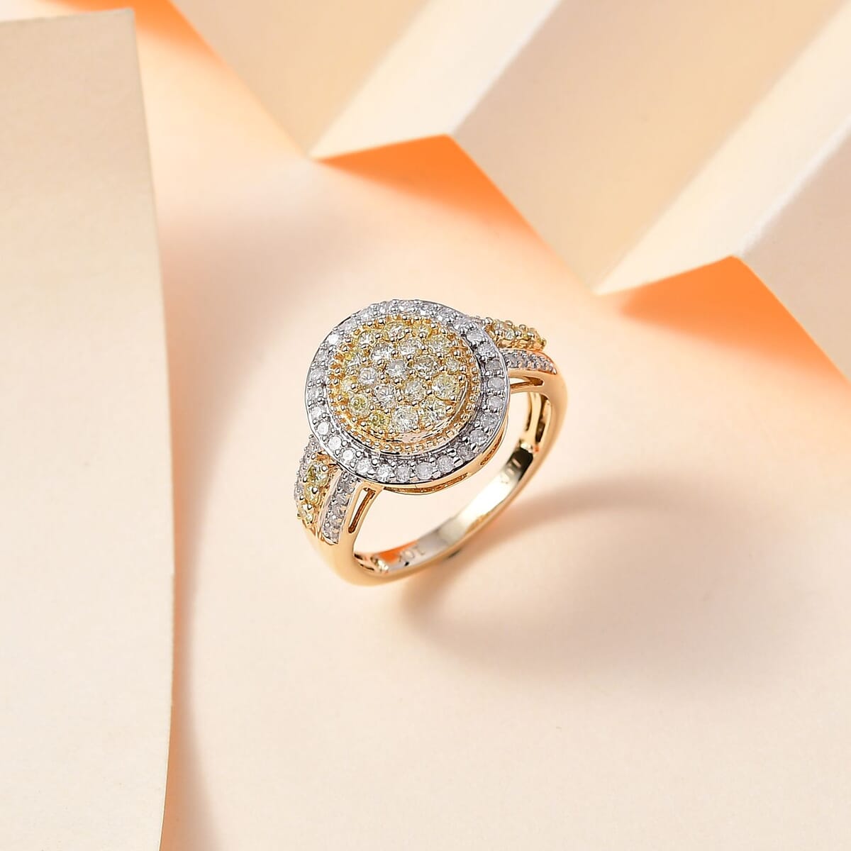 Luxoro 10K Yellow Gold I3 Natural Yellow and White Diamond Ring (Size 9.0) 4.45 Grams 1.00 ctw image number 1