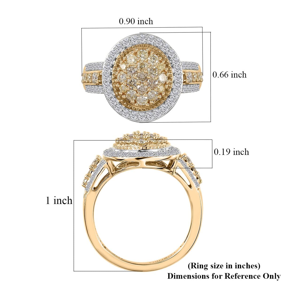 Luxoro 10K Yellow Gold I3 Natural Yellow and White Diamond Ring (Size 9.0) 4.45 Grams 1.00 ctw image number 5