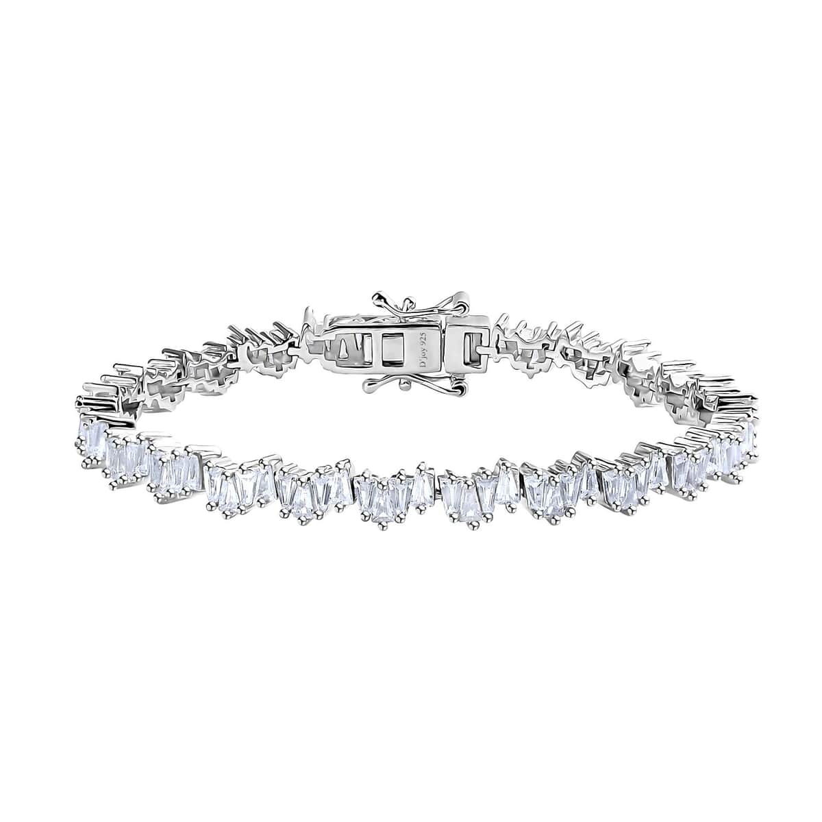 One Time Only White Zircon Bracelet in Rhodium Over Sterling Silver (8.00 In) 15.10 ctw image number 0