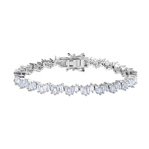 White Zircon Bracelet in Rhodium Over Sterling Silver (6.50 In) 6.50 ctw